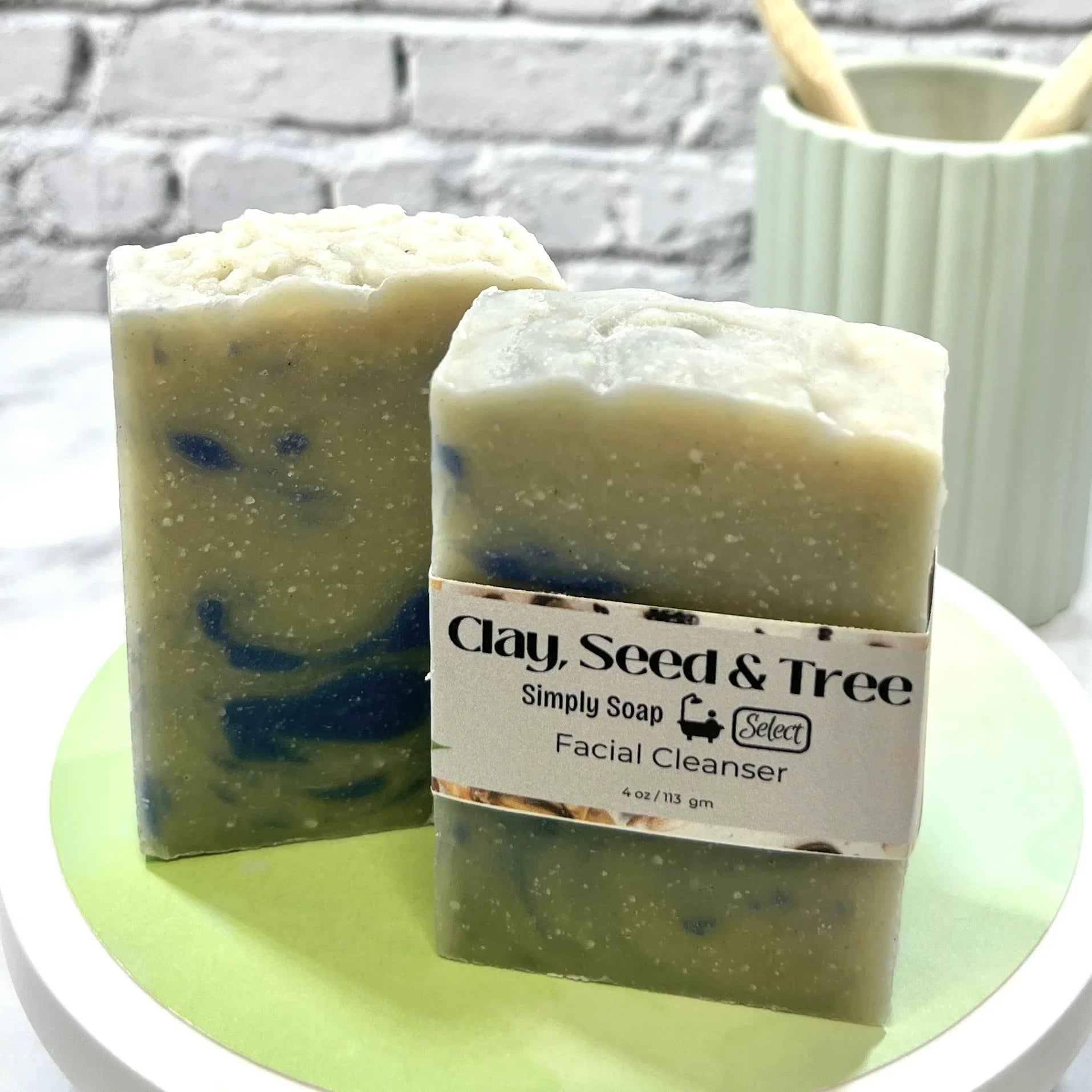 Clay, Seed and Tree Soap 2 bars side by side