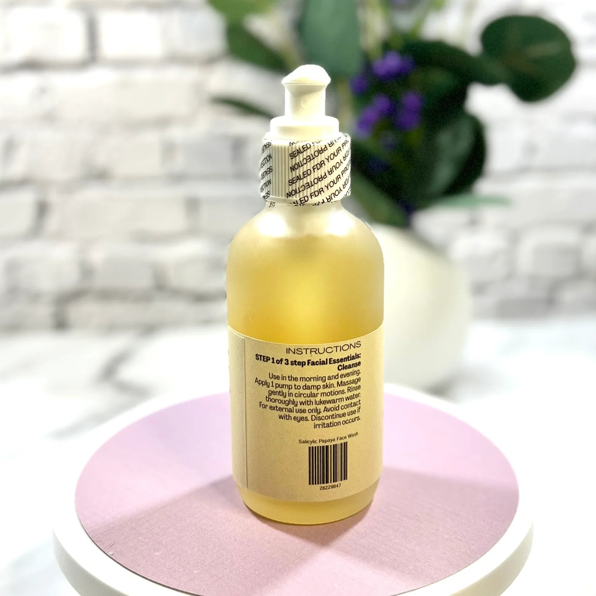 Facial Wash Back with Instructions shown