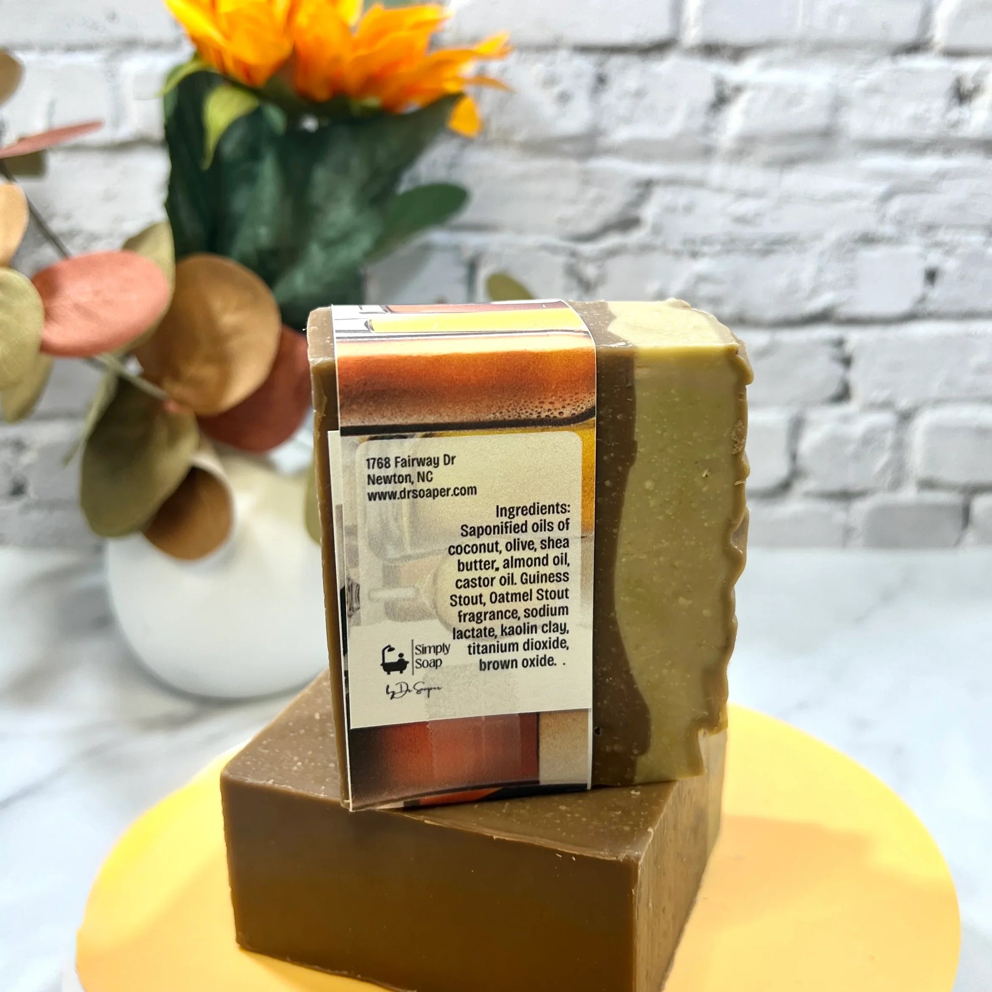 Stout and sudsy soap, ingredient view with fall background