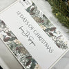 A decorative box labeled '12 DAYS OF CHRISTMAS FROM DR. SOAPER' with a floral and pine needle design.