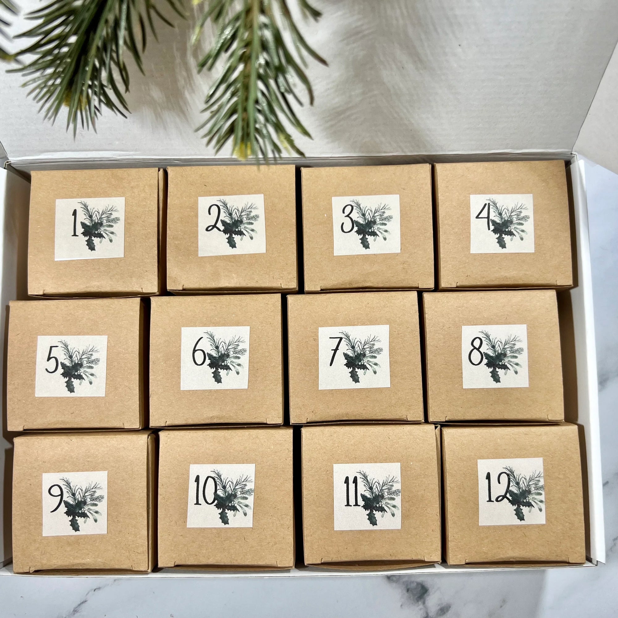 12 small 2 x 2 boxes with Simply Soap Products