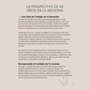 Text on a beige background discussing the perspective of 45 years in medicine and healthcare.