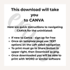 Text instructions for navigating Canva on a light background