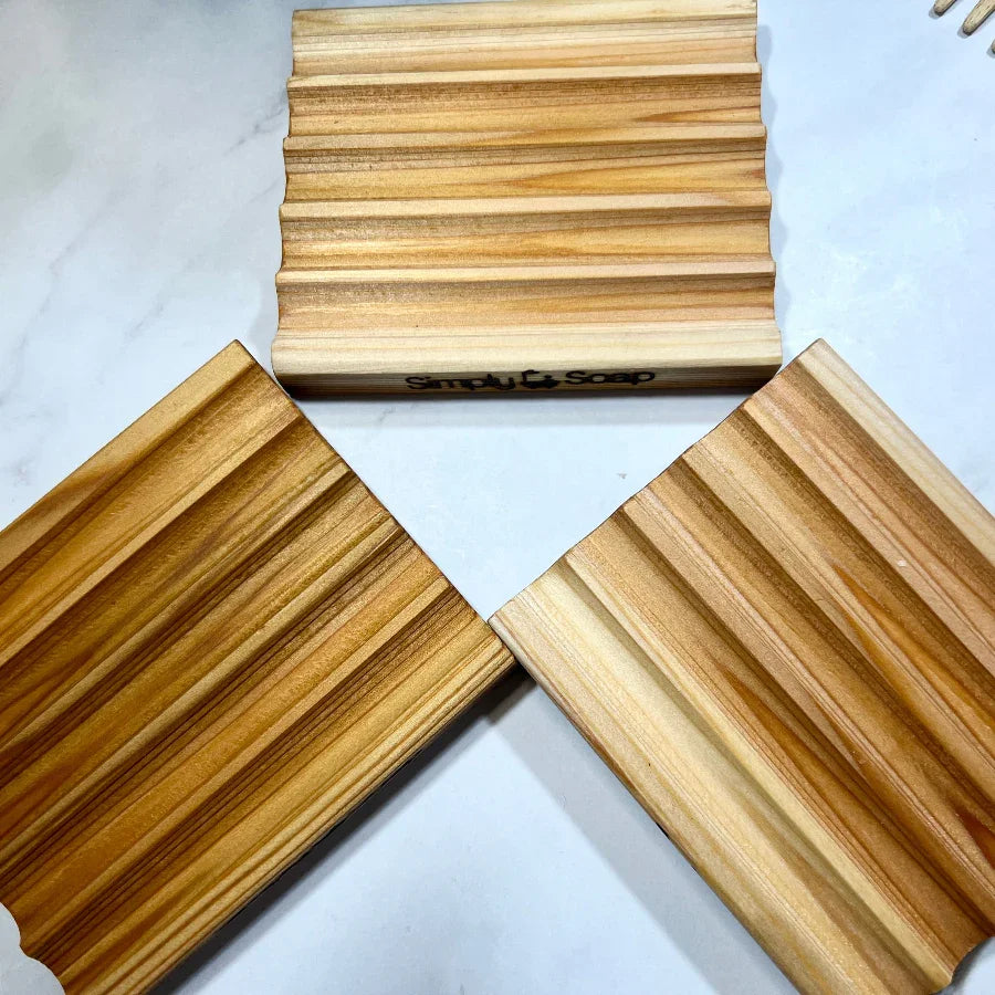 Cedar Soap Dish from Dr Soaper , top view x 3