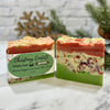 2 bars of Christmas confetti soap, showing with and without label