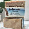 Dr. Soaper Coconut Coconut Milk Soap bar on marble surface, stacked 2 bars up close