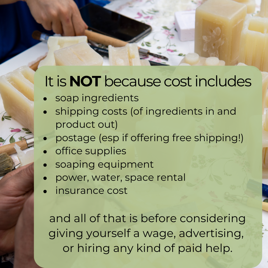 Bar of soap with text overlay on a green background