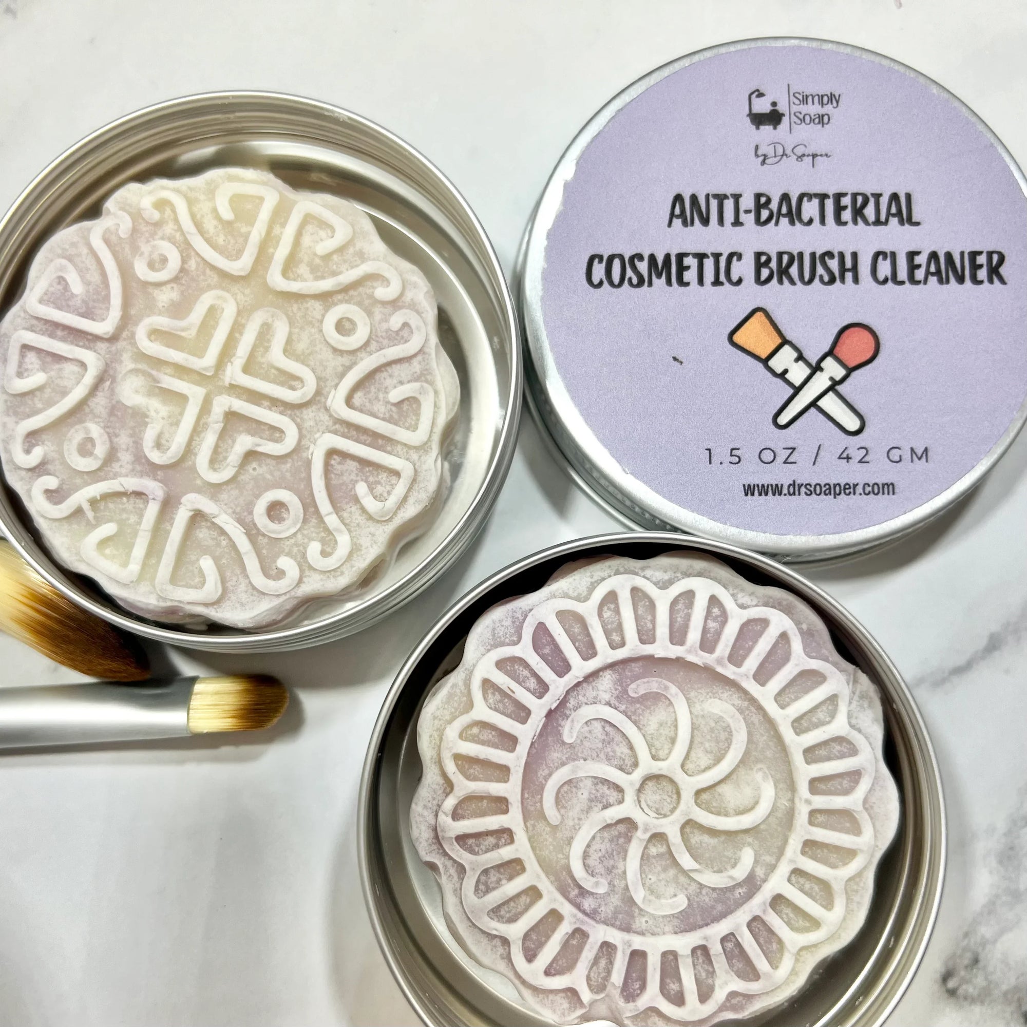 Dr Soaper's Cosmetic Brush Cleaner x 2, both open