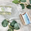 Dr Soaper's Customized soap on a clear glass dish in organza bag x 2