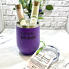 Dr Soaper's Relax and Unwind Duo – Lavender Stainless Tumbler  &  2 Foaming Bath Salts and lid in front