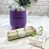 Dr Soaper's Relax and Unwind Duo – Lavender Stainless Tumbler  &  2 Foaming Bath Salts lying in front