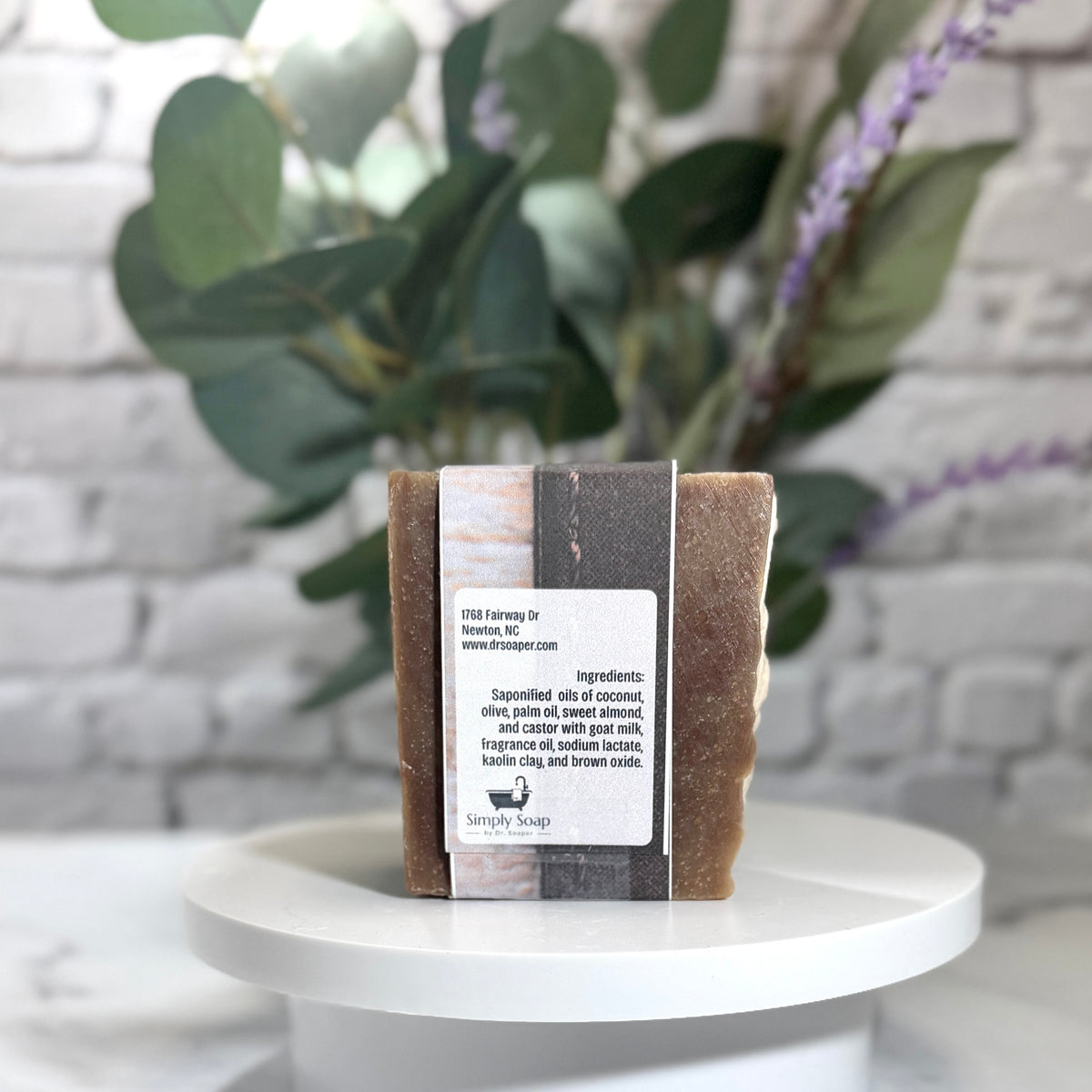 Easily Suede soap back label with ingredients.