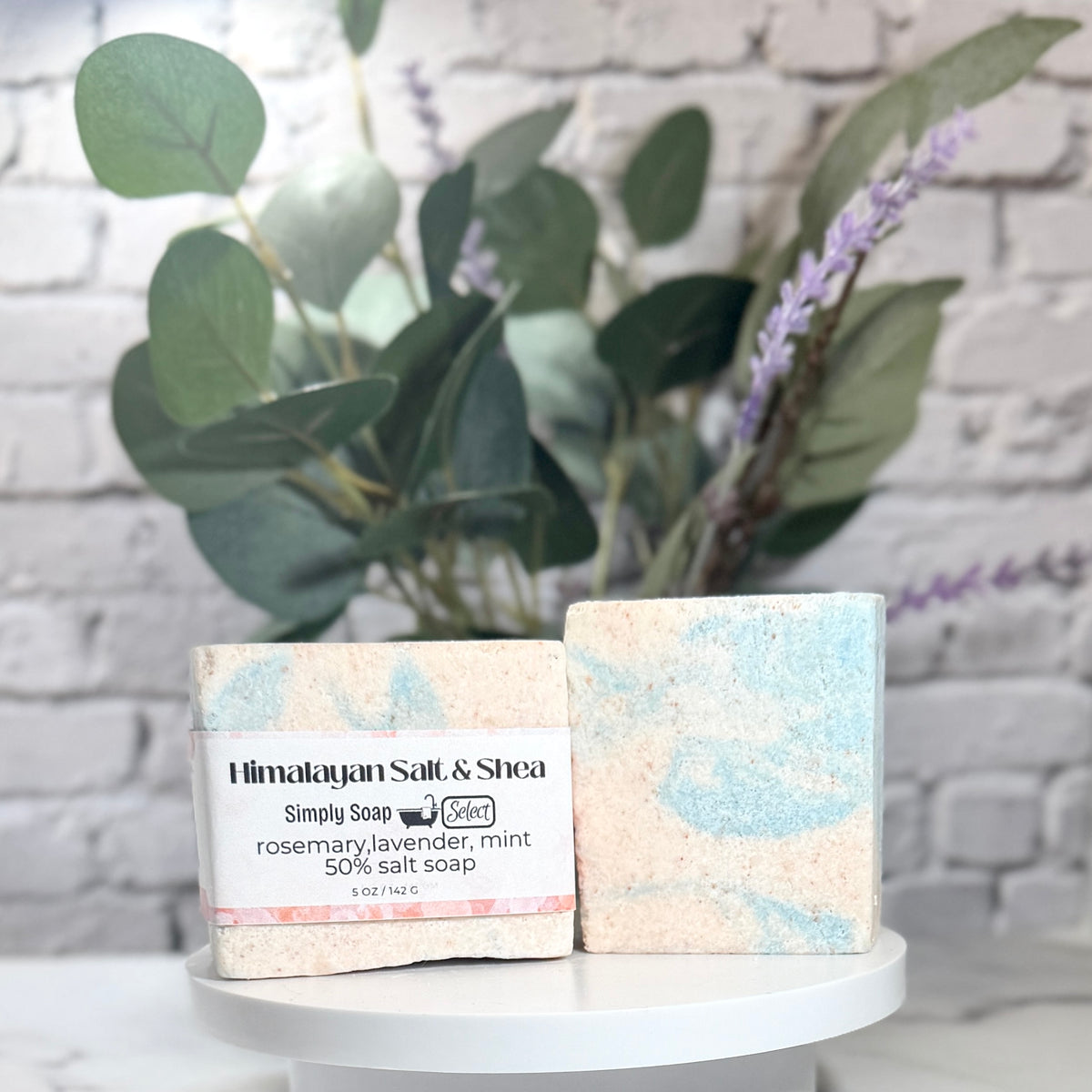 Himalayan Salt & Shea 2 bars, one horizontal and one vertical