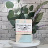 Himalayan Salt & Shea front view, with 2 stacked bars, in front of brick wall. 