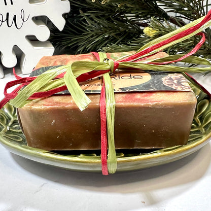 Sleigh Ride Soap in Ceramic Green Dish