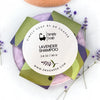 Lavender shampoo bar on marble surface