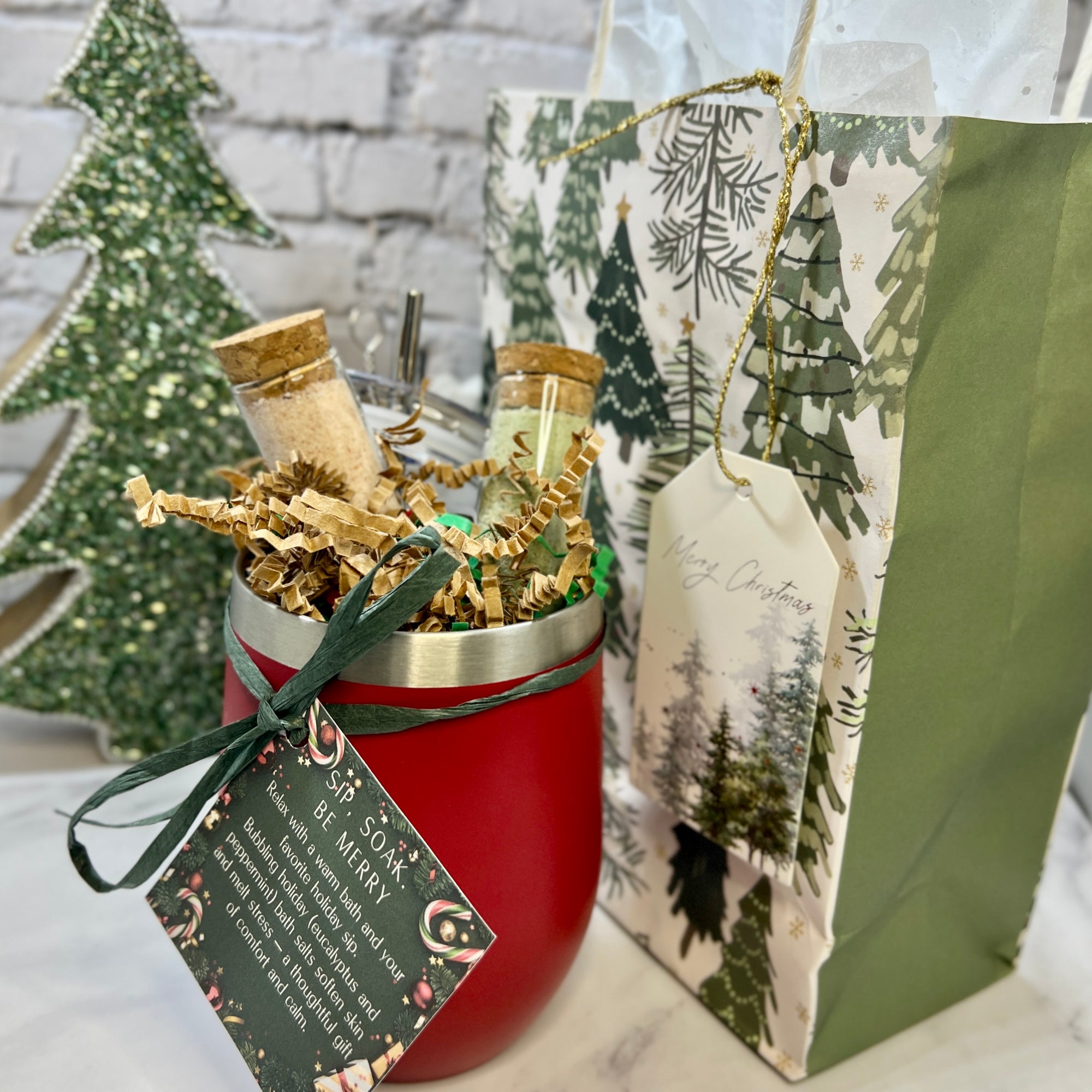 Red Stainless Steel wine tumbler  with straw and brush gift set