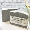Rock your World Salt Soap, one labeled, one without