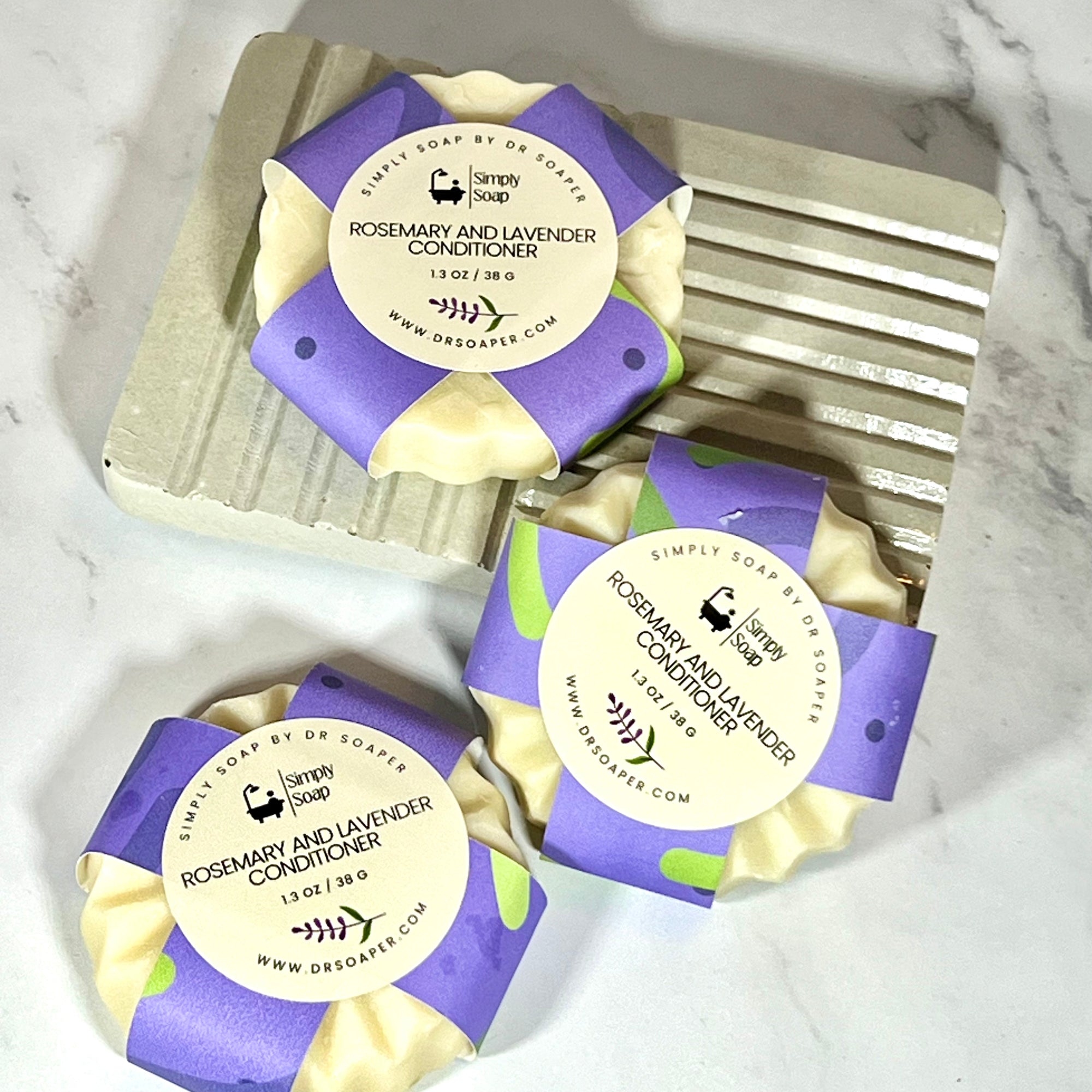 Rosemary & Lavender Conditioner Bar 3 on soapdish