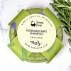 Rosemary, mint shampoo bar on marble surface
