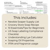 Sheet of paper with text listing soap-making resources and guides.
