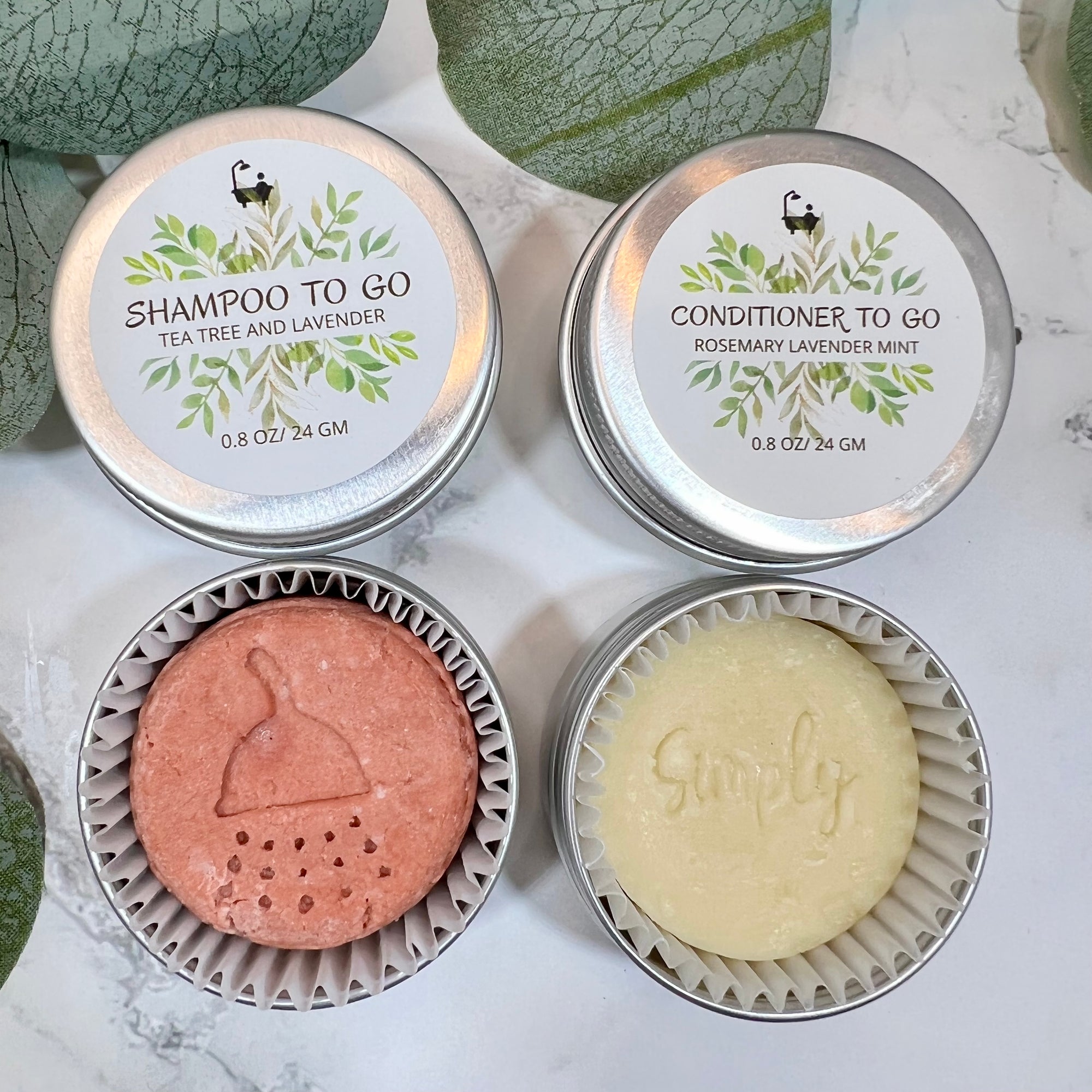 Travel Solid Shampoo and Conditioner in Aluminum Tins