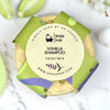 Vanilla shampoo bar on marble surface