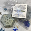 Winter Wonderland soap with snowflake design, wrapped in organza bag  with a ribbon, tag and snowflake confetti