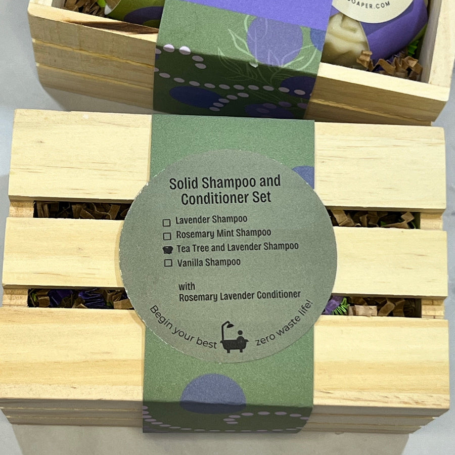 Solid Shampoo and Conditioner Gift Set Back Close up
