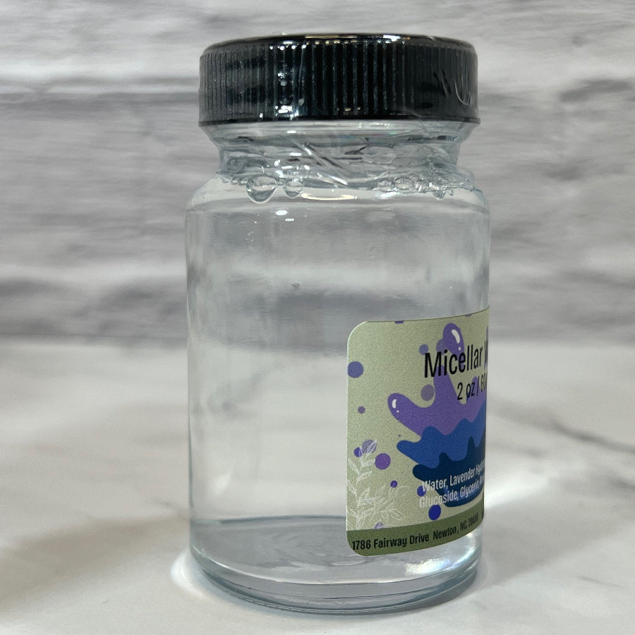 2 oz Travel Micellar Water with Lavender Hydrosol. Side view