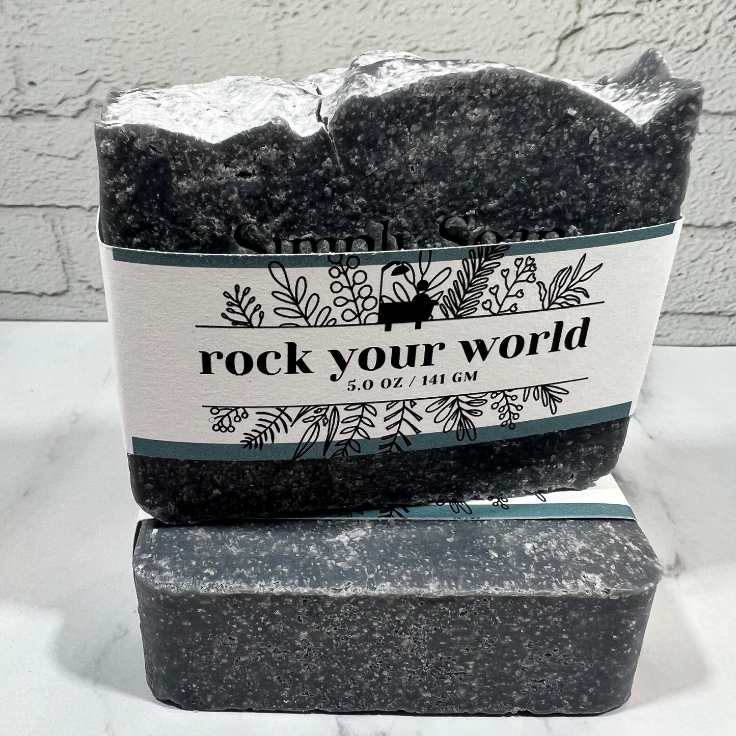 Rock Your World Salt Bar 20% Himalayan Salt with Charcoal. Eucalyptus-Rosemary-Tea Tree
