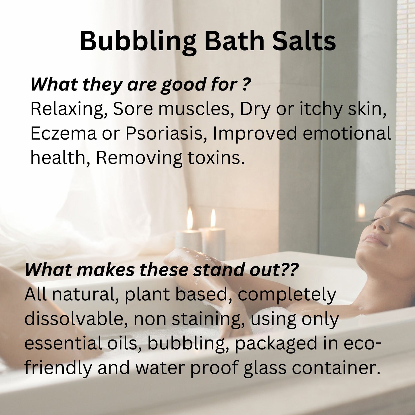 Zero Waste Single Use Bubbling Bath Salt in 4 Scents - Himalayan Salt, Epsom Salt, Colloidal Oatmeal - Travel-Friendly & Perfect for Gifting